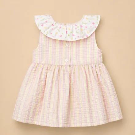 Robe Bébé Fille À Rayures Pastel – Douceur & Charme Délicat thumbnail 2