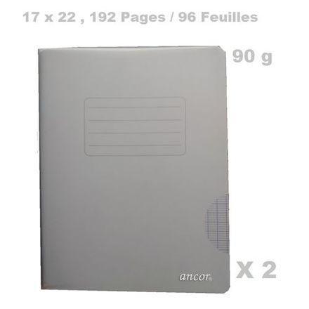 Lot De 2 Cahiers 17x22 Cm 192 Pages Couverture Plastifiée Gris 90g Polypro thumbnail 1