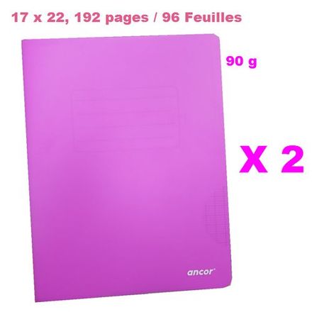Lot De 2 Cahiers Polypro 17x22 Cm 192 Pages Violet Couverture Plastifiée 90g thumbnail 1