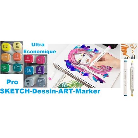 12 Pro-dessin-art-marker Essentiel N° 4, Hautement Pigmentés, Vibrants, 2 Pointes thumbnail 1