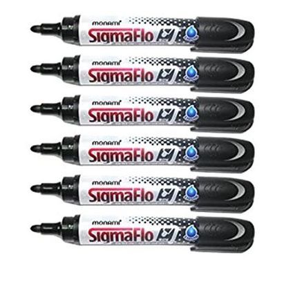 Mon Ami Lot 6 Marqueurs Sigmaflo Pour Tableau Blanc, Pointe Ogive,encre Liquide Noir thumbnail 1