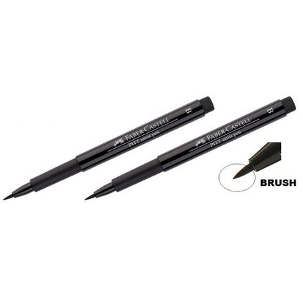 Faber Castell 2 Marqueurs Feutre Noir,pointe Épaisse Pinceau Brush,permanent,encre De Chine thumbnail 2
