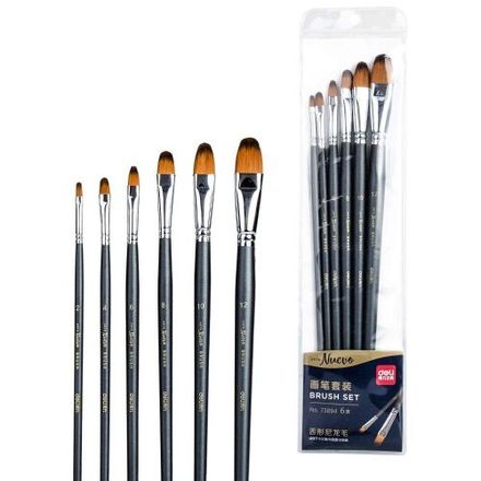 Lot Economique 6 Pinceaux Filbert Plat En Nylon, Peinture Acrylique, Huile. thumbnail 1