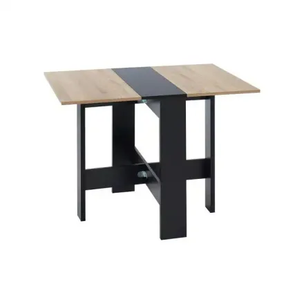Table Pliable Juno Noir Et Effet Chêne 104cm thumbnail 3
