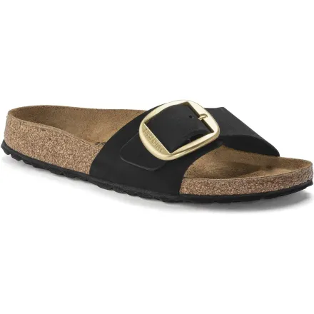 Madrid Big Buckle Nubuck Leather Black Narrow thumbnail 1