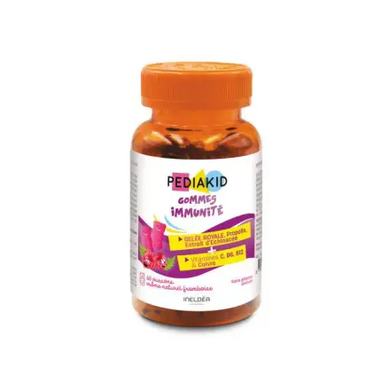 Pediakid - 60 Gommes Immunité - Formule Naturelle -goût Framboise - Contribue Au Fonctionnement Normal Du Système Immunitaire thumbnail 1