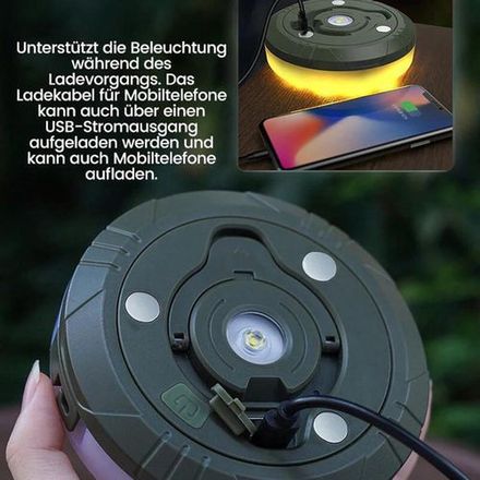 Lampe De Camping Solaire Led 2 En 1 Avec Guirlande Lumineuse, Rechargeable Et Étanche thumbnail 2