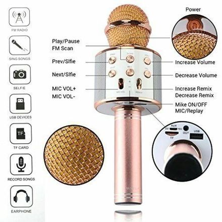 Magique Microphone Et Hautparleur Karaoké Bluetooth Sans Fil 4 En 1 thumbnail 3