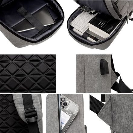 Sac À Dos Multifonction Avec Port Usb, Idéal Pour Ordinateur Portable 15,6pouces thumbnail 2