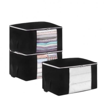 Lot De 3 Sacs De Rangement Vêtements Et Draps 90 L Économiseur D’espace thumbnail 2