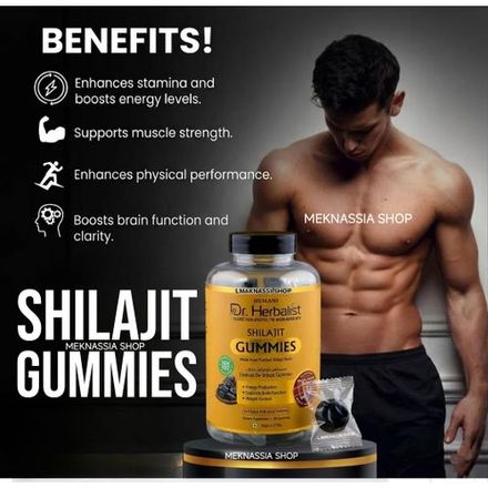 Shilajit Gummies Sans Sucre Végan – Complément Énergie, Force & Anti-Fatigue 30 Gummies (90 g) thumbnail 2