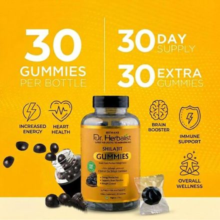 Shilajit Gummies Sans Sucre Végan – Complément Énergie, Force & Anti-Fatigue 30 Gummies (90 g) thumbnail 3