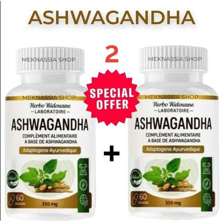 Pack 2 Ashwagandha 350 Mg 60 Gélules – Énergie Et Endurance thumbnail 1