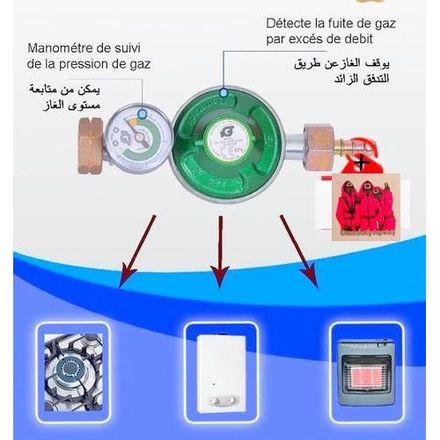 Détendeur À Gaz Manomètre Avec System De Sécurité + Sticker thumbnail 3