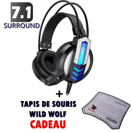 Furo Casque Gamer Super Bass 3.5mm Surround + Cadeau Tapis Wild Wolf thumbnail 3