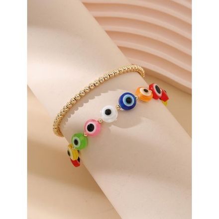 Pack 2 Bracelets Colorful Eyes & Gold Perle thumbnail 2