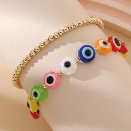 Pack 2 Bracelets Colorful Eyes & Gold Perle thumbnail 3