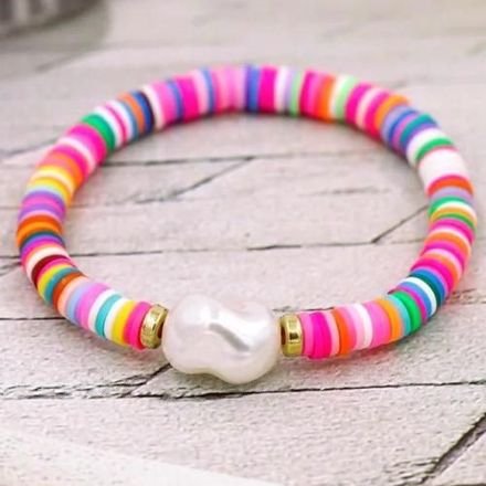 Bracelet Colorful Heishi & White Perle thumbnail 2