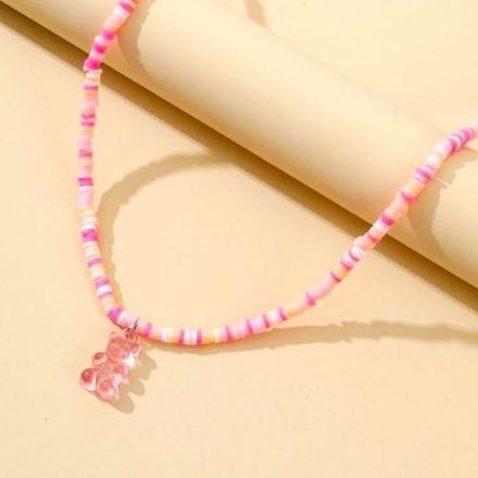 Collier Perle Heishi Rose & Nounours thumbnail 2
