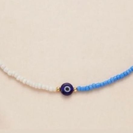 Collier Simple 1 Perle Œil Bleu Et Perle Half Bleu/blanc thumbnail 3