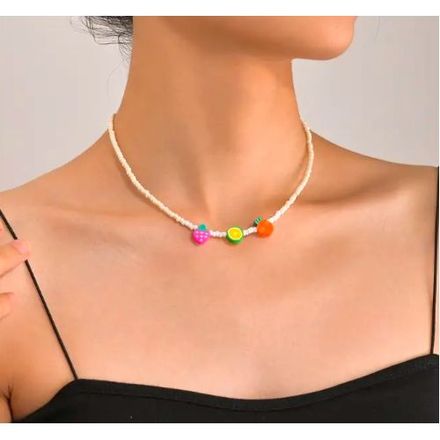 Collier Blanc Et 3 Fruits Emoji thumbnail 2