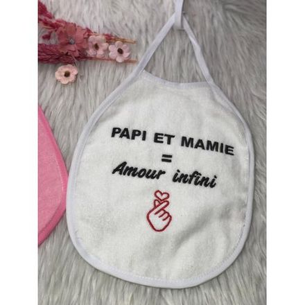 Pack 2 Bavoirs Pour Bébé - Tablier Dalimentation Ca Non De Mère En Fille / Papi Et Mamie = Amour Infini Pour Bébé Fille thumbnail 2