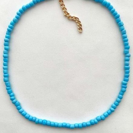 Collier Perle Bleu Ciel Simple Et Classique thumbnail 3