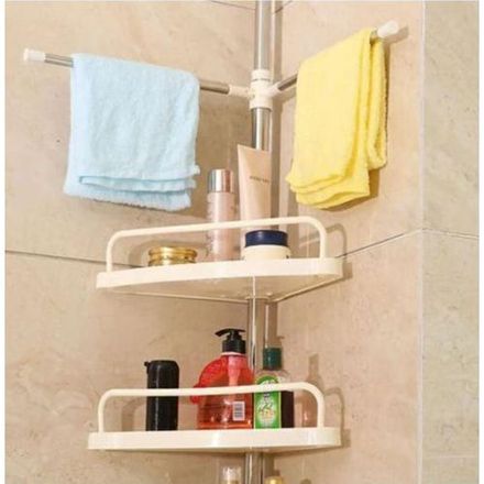 Étagère Murale D’angle À 4 Niveaux Pour Salle De Bain Avec Porte Serviettes thumbnail 3