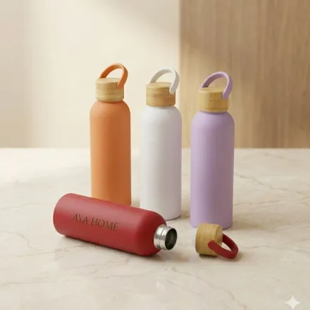 Gourde Isotherme Inox – Bouchon Bambou Naturel, Sport & Voyage - Multi-couleurs thumbnail 1