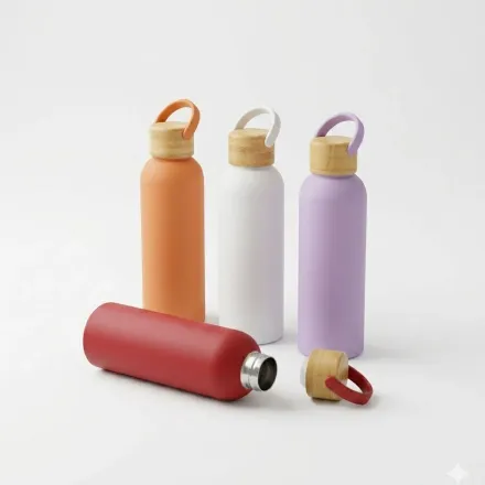 Gourde Isotherme Inox – Bouchon Bambou Naturel, Sport & Voyage - Multi-couleurs thumbnail 2