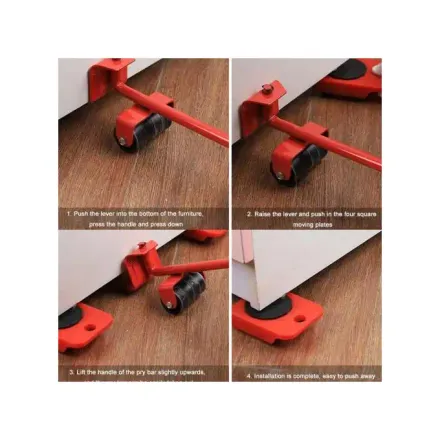 Furniture Lifter Easy Moving Sliders 5 Packs Mover Tool Set Lifting System Red thumbnail 3