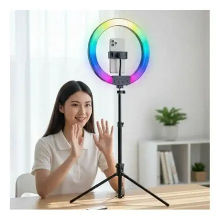 Ring Light Professionnel Rgb Avec Support 1.9m – Lumière Led Réglable Télécommande Incluse, Couleur Et Design Aléatoire thumbnail 4