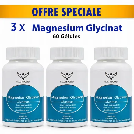 Pack 3 X Boites De Magnésium Glycinate - Glycimax - 60 Gélules 375 Mg thumbnail 1