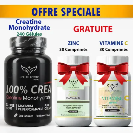 Pack : Créatine Monohydrate = Zinc + Vitamine thumbnail 1