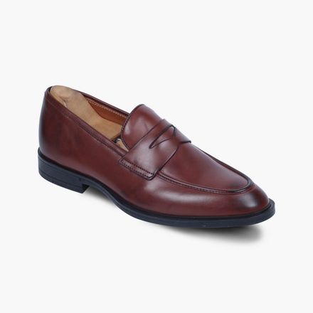 Mens Brown Leather Long Tip Loafers thumbnail 2