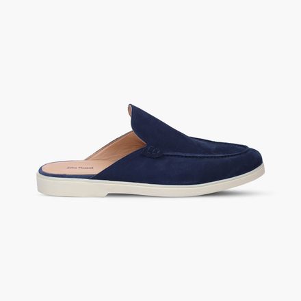 Mens Dark Blue Suede Leather Loafers thumbnail 1