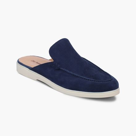 Mens Dark Blue Suede Leather Loafers thumbnail 2