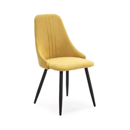 Pack Arthur – Table En Pierre Frittée Effet Marbre & 4 Chaises Mani Jaune Moutarde thumbnail 2