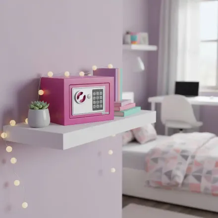 Coffre-fort - Numérique - Acier Métallique - Clé - Rose - Sécurisé thumbnail 2