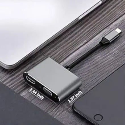 Adaptateur Usb C 3.1 Vers Hdmi Vga, Adaptateur Type-c Vers Vga Hdmi Pour Double Moniteur, Convertisseur Vers Hdmi Et Vga thumbnail 3
