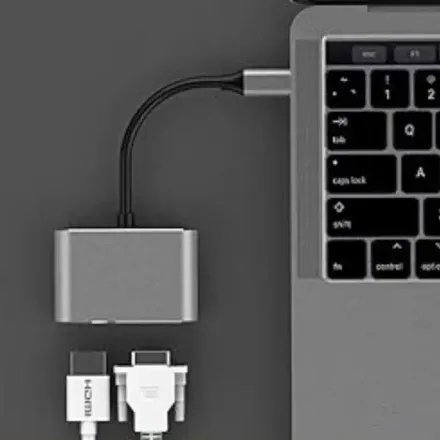 Adaptateur Usb C 3.1 Vers Hdmi Vga, Adaptateur Type-c Vers Vga Hdmi Pour Double Moniteur, Convertisseur Vers Hdmi Et Vga thumbnail 1
