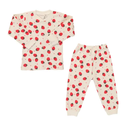 Pyjama Interlock Boutons-pression Motif Fraises thumbnail 1