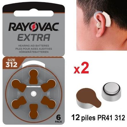 12 Piles Extra Hearing Aid Batterie //aide Auditive Prothèse 1.45v Size 312 Pr41 thumbnail 1