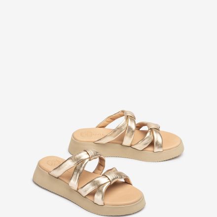 Mules Avec Des Brides Rembourrées En Cuir Doré thumbnail 3