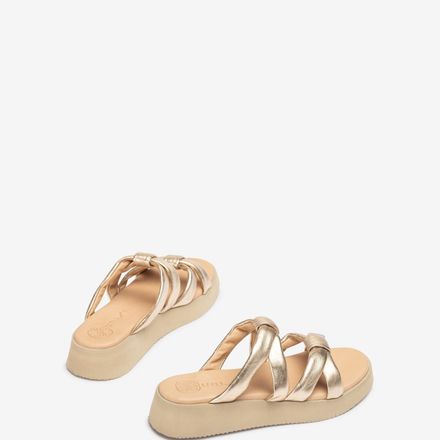 Mules Avec Des Brides Rembourrées En Cuir Doré thumbnail 2