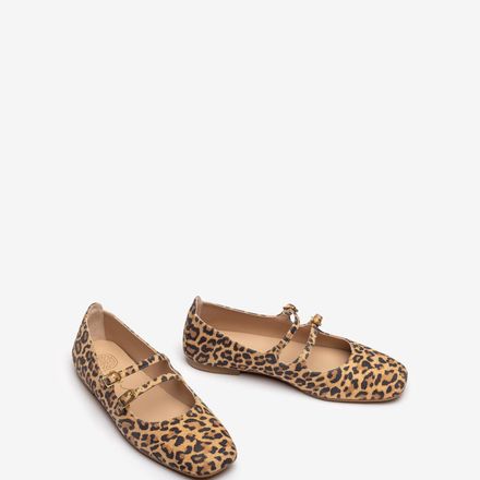 Ballerines Avec Double Boucles En Cuir Imprimé Leopard thumbnail 2