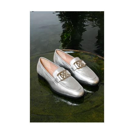 Mocassins Avec Logo Et Cuir Metallisé thumbnail 1