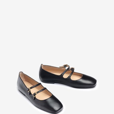 Ballerines Avec Double Bride En Cuir thumbnail 3