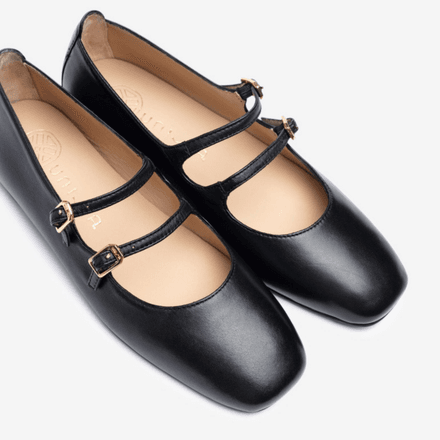 Ballerines Avec Double Bride En Cuir thumbnail 4