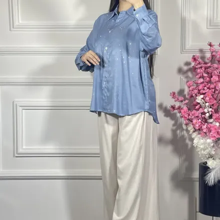 Chemise Bleu À Strass thumbnail 2